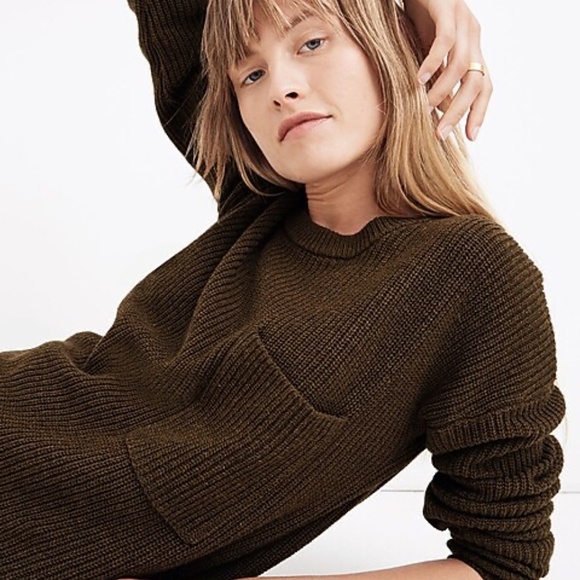 NWOT Madewell Thompson Pocket Pullover Sweater Grey - Picture 2 of 4